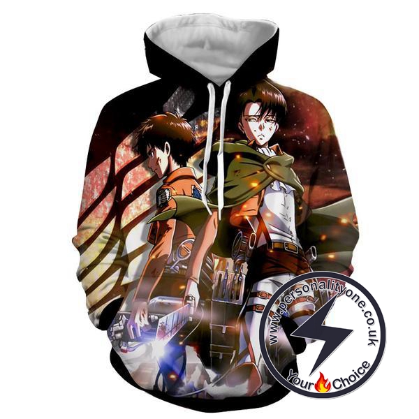 Attack On Titan - Eren & Levi Ackerman 3D - Attack On Titan Hoodies